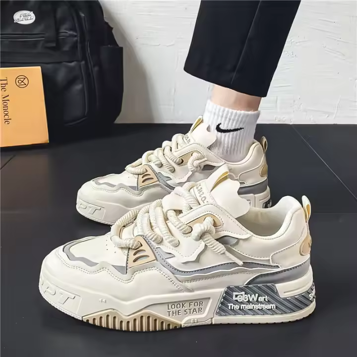 Zapatos Casuales de Moda para Hombres Otoño 2024 Zapatos Blancos Transpirables al Estilo Coreano - 1