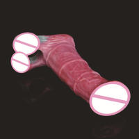 Y-2209L consolador hueco de silicona masculino cubierta de pene extendida y agrandada, juguete sexual para adultos - details 9