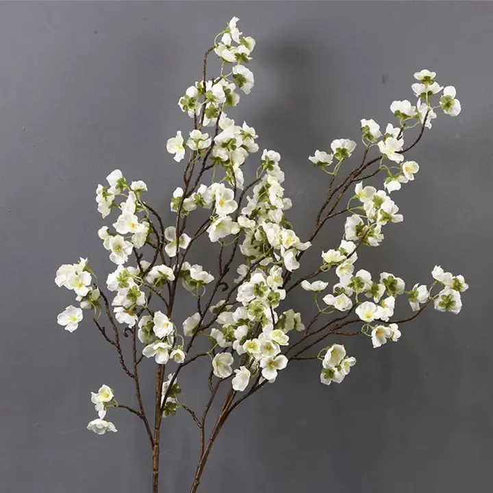 Rama de hojas de eucalipto artificiales de tacto Real, rama de flor de cerezo de seda realista de plástico, flor falsa elegante hecha a mano - 1