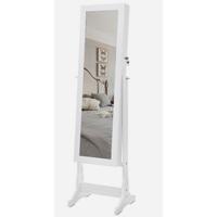 Armario de Joyería de Pared con Luces LED Organizador con Espejo sin Marco, Integrado en el Diseño, 2 Cajones, Bloqueable, Blanco JJC013W01 - details 9