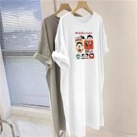 Vestido camisero de manga corta con dibujos animados de talla grande para mujer, vestido informal holgado de verano de longitud media hasta la rodilla, cómodo y transpirable - details 8