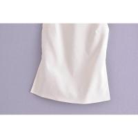 Camisola Sin Espalda con Cordones Lisos a la Moda para Mujer Top Elegante Vintage con Cuello Cuadrado y Tirantes Finos - details 5