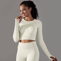 -Top Camisa deportiva de yoga de manga larga a rayas para mujer, sin costuras, que absorbe la humedad - details 35
