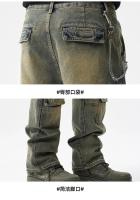 Vaqueros de moto con xes, ropa informal para hombre, moda Hip Hop Denim - details 9