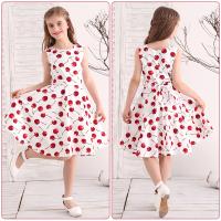 Vestido retro para niña, vestido vintage de princesa de verano sin mangas con lunares de algodón ligero y romántico floral de los años 50 para fiesta y boda Daliy - details 40