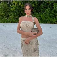 OUWU Conjunto de falda superior de tubo de punto de retazos para mujer, sin mangas, sin espalda, faldas plisadas en forma de U, tres, nuevo conjunto de vacaciones en la calle - details 18
