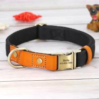 Collar nailon personalizado perro y cachorro, conjunto correa cuero genuino personalizado, placa de identificación mascotas, - details 8