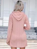 Vestido con capucha de punto de manga larga para mujer, - details 5