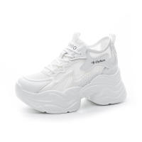 Zapatos deportivos de plataforma con cuña blanca pequeña estilo casual para mujer, aumento de altura, para interiores, 2025 - details 4