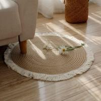 Alfombra de habitación redonda, fibra de yute, trenzada a mano para sala de estar, decoración - details 1