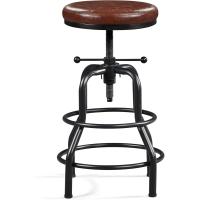 Taburete sintético Alto Redondo Ajustable en Altura con Dos reposapiés, Silla de Cocina con Marco de Metal para Cocina, Restaurante Bistrot Negro - details 17