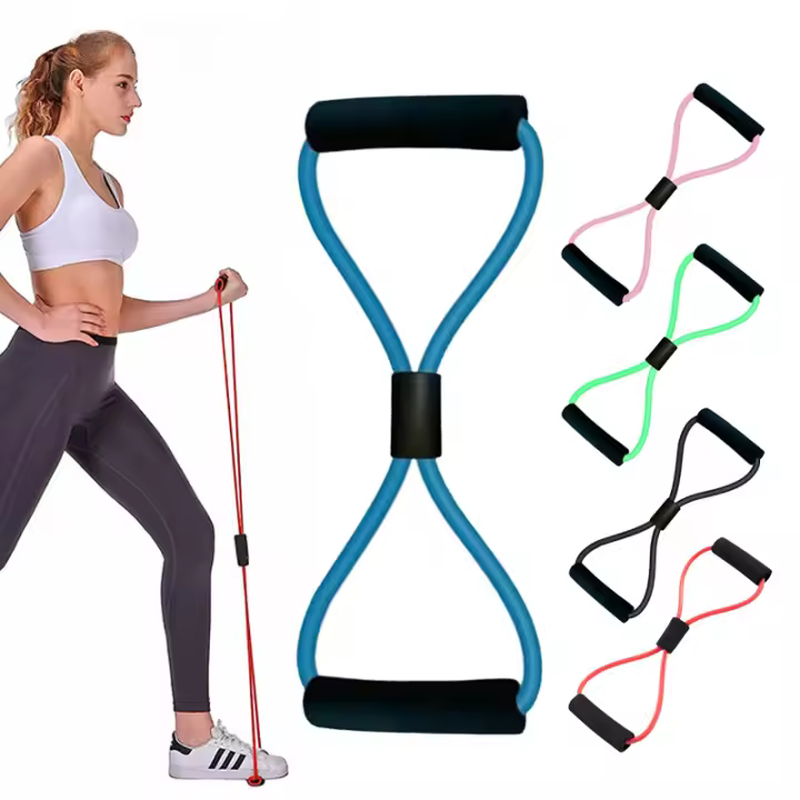 Banda de Yoga para gimnasio, banda de resistencia física, cuerda expansora de pecho de 8 palabras, entrenamiento muscular, bandas elásticas de goma, ejercicio deportivo - 1
