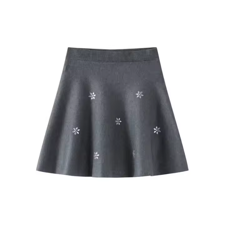 Conjuntos de punto de diamantes OUWU, suéter de cuello redondo y falda plisada para mujer, ropa interior de moda de 3 piezas - 1