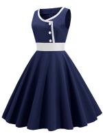 Women robe vintage print big swing 50s 60s retro party dress - details 2