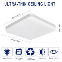 Lámpara de Techo LED de 32W, Luz de Techo Delgada Cuadrada Blanca de 220V, 6500K, 2 Piezas - details 2