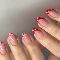 24 piezas de diseño dorado en forma de almendra francesa, uñas ovaladas simples, uñas postizas completamente cubiertas - details 19