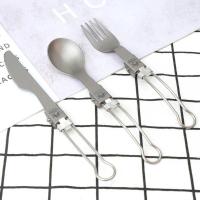 Tenedor Plegable de Titanio Medio Pulpido Portátil para Exteriores Ideal para Senderismo, Picnic y Acampada - details 2