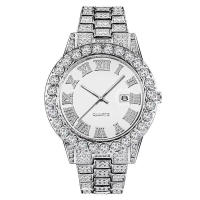 Reloj de hombre estilo hip-hop con esfera grande, calendario y diamantes. - details 0