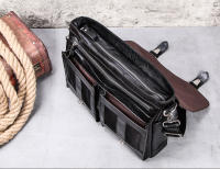 Bolso de Hombre CONTACT'S de Cuero de Verduras para Abogados Bolsa de Negocios Vintage Grande para Portátil y iPad Material de Revestimiento Poliéster Tamaño 13inch Negro - details 13