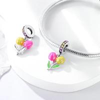 Dijes de la serie Floral en plata de ley 100% auténtica para mujer, joyería fina, pulsera y brazaletes de cumpleaños, material: metal principal - details 38