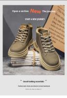 Zapatos de cuero para hombre, ropa de trabajo informal Retro británica, botines bajos de media caña, plantilla con cierre de botón, PU para invierno - details 1