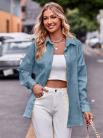 Blusa lisa de manga larga para mujer, camisa elegante con cuello vuelto, moda informal de oficina, nueva para primavera y otoño 2023 - details 8