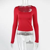 Camiseta sexy de manga larga con cuello cuadrado para mujer, tops con medias, 2025 - details 3