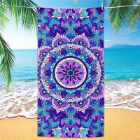 Toalla de Playa de Microfibra Secado Rápido, Protección Solar, Patrón Morado - details 1