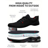 Zapatos de seguridad laboral antideslizantes con puntera de acero para hombres, a prueba de perforaciones y transpirables, zapat - details 2