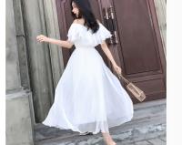 Vestido de Gasa Blanca de Verano Manga de Princesa de Cintura Alta y Delgada - details 10