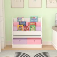 Estantería para Niños con Diseño de Unicornio Organizador de Libros con 3 Estantes y 2 Cajones Plegables 74 x 71 x 23 cm Blanco/Morado/Rosa - details 3