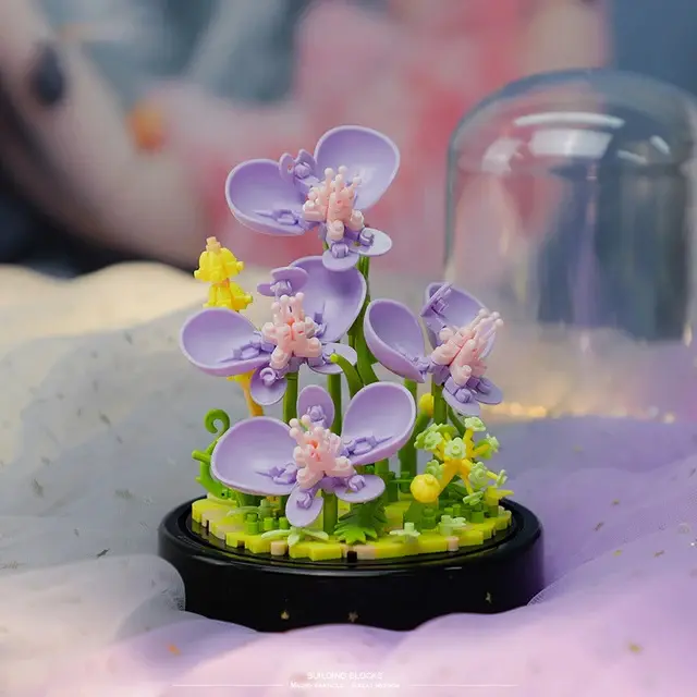 Micro bloque de construcción de micropartículas para niños, flor con cubierta de polvo, ramo de vida eterna, juguete de adorno, decoración romántica, juguetes de ladrillo - 1