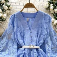 Francia elegante Vintage Palacio noche mujeres bordado fajas Vestido corto de fiesta diseño femenino Casual ropa de vacaciones nuevo - details 6