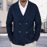 2025 Suéter de punto con doble botón y solapa fina para hombre, chaqueta Tre, ropa de moda de talla grande, otoño e invierno - details 6