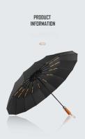 Paraguas plegable totalmente automático para hombres y mujeres, resistente al viento, 32 huesos, mango de madera, sombrillas impermeables para lluvia - details 21