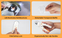 Cortauñas para perros, cortauñas para gatos con iluminación LED alta, protector de seguridad, lima de uñas y protector contra salpicaduras transparente, para animales grandes, medianos y pequeños - details 1