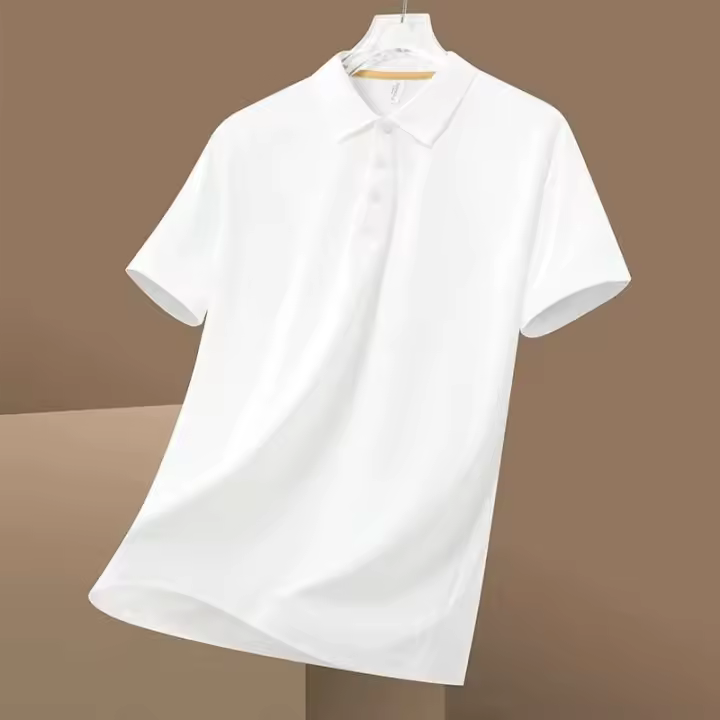 Valor: Polo de seda congelada de manga corta de verano, camiseta con solapa de alta calidad, camiseta de negocios ligera para hombre - 1