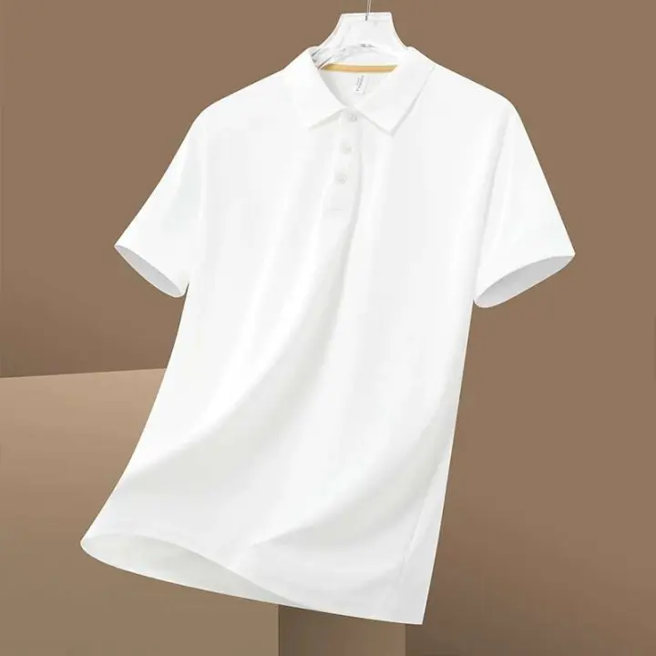 Valor: Polo de seda congelada de manga corta de verano, camiseta con solapa de alta calidad, camiseta de negocios ligera para hombre - 1