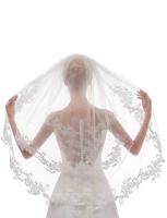 Velo de novia corto de encaje de 2 niveles para mujer con peine - details 3