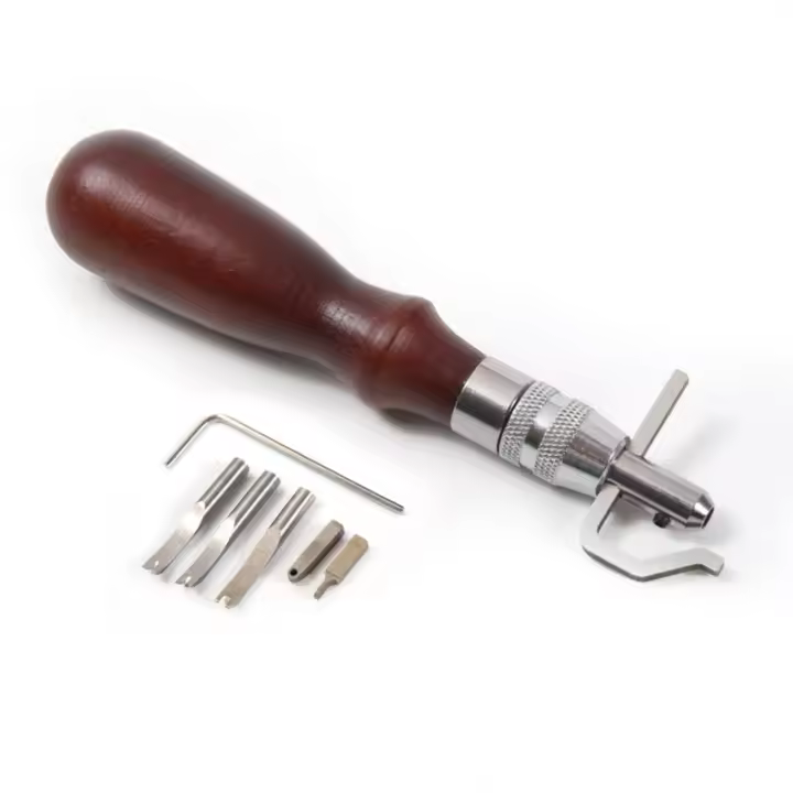 Herramienta de cuero ajustable sólido Pro, ranura de costura y hendidura, máquina de alisado de bordes, juego de artesanía de pliegue de costura de cuero - 1