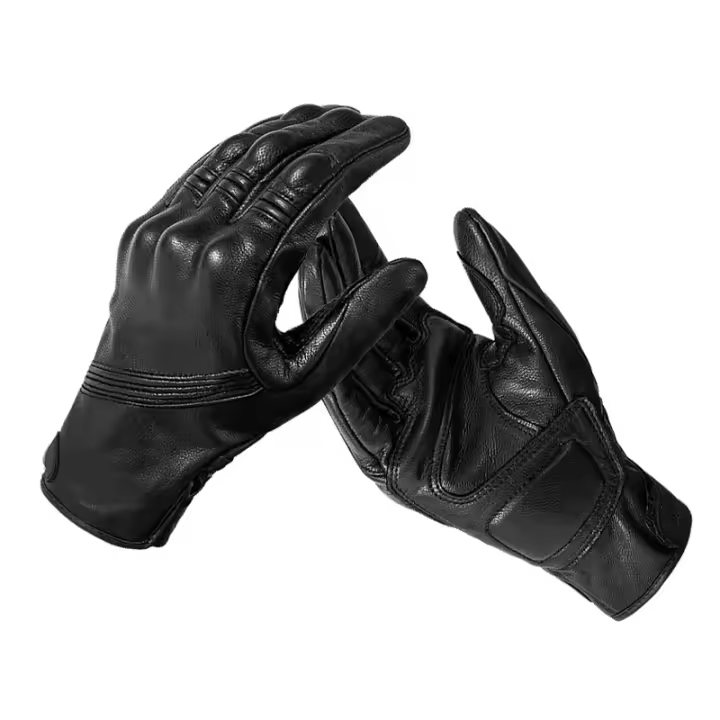 Guantes de cuero para motocicleta, protección de puño de dedo, a prueba de viento, operación táctil, usable, Moto, Invierno - 1