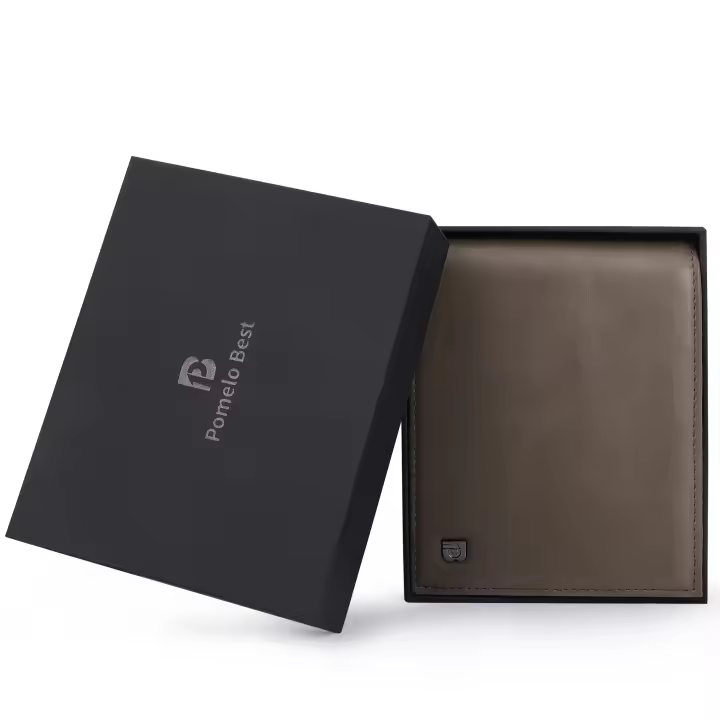 Billetera antirrobo RFID para hombres de cuero, con bolsa de monedas, ranura de 12 tarjetas y embalaje de lujo - 1