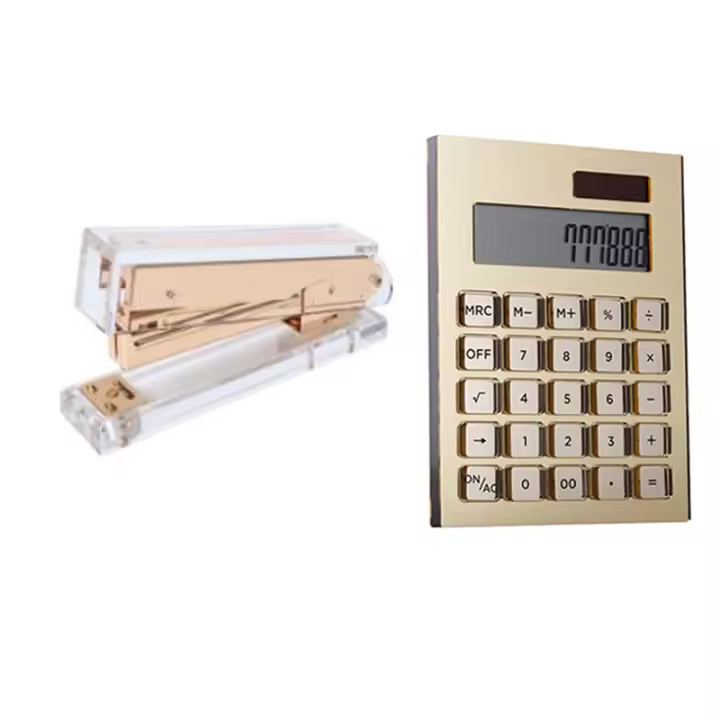 Grapadora elegante de acrílico para estudiantes, calculadora de energía Solar, papelería, oficina, suministro escolar - 1
