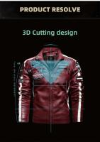 Nuevo traje de carreras de motos de los hombres, de cuero, de lana, delgado, chaqueta oscura, chaqueta de invierno para hombres, chaqueta de choque etiqueta - details 0