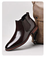 Chelsea botas de hombre de manga británica retro de talla grande botas de cuero británicas - details 17