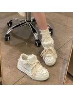 Zapatillas deportivas de cuero blanco para hombres Estilo retro, moda estrella, monopatín, zapatillas de otoño casuales - details 5