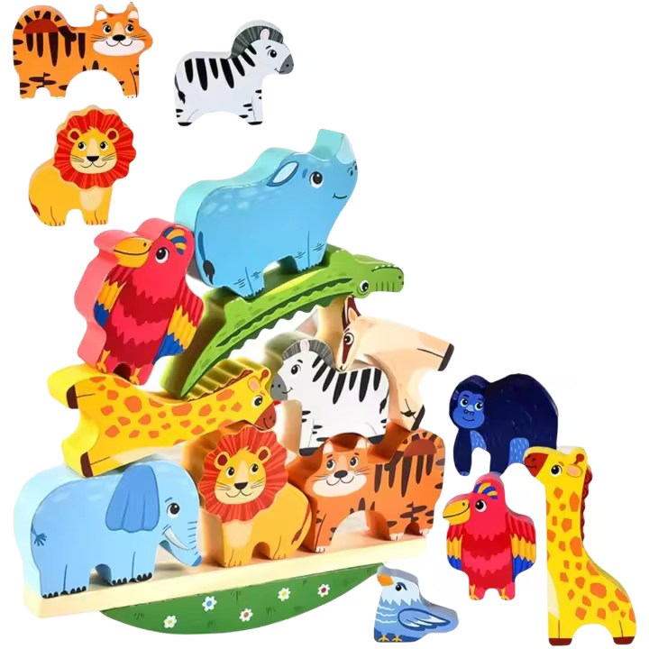 Juguetes de Madera para Niños Pequeños Bloques de Equilibrio con Animales de el Zoo por Excitat Juego Educativo Montessori para Guarderías - 1