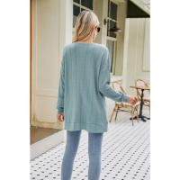 Suéter de otoño e invierno para mujer, chaqueta de punto, cárdigan de color sólido - details 5