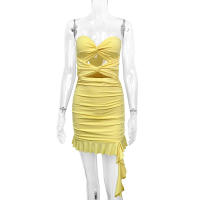 Vestido ajustado con volantes y volantes calados sin tirantes para mujer, novedad de 2024 - details 6