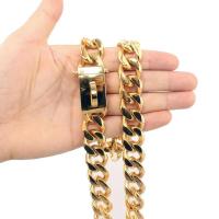 con hebilla, resistente, 19MM espesor, ancho, Collar cadena eslabones cubanos Metal de acero inoxidable para perros grandes - details 11